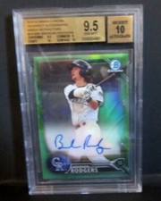 Brandon Rodgers 2016 Bowman Chrome Prospects Green Refractor#/99 Auto RC BGS10!