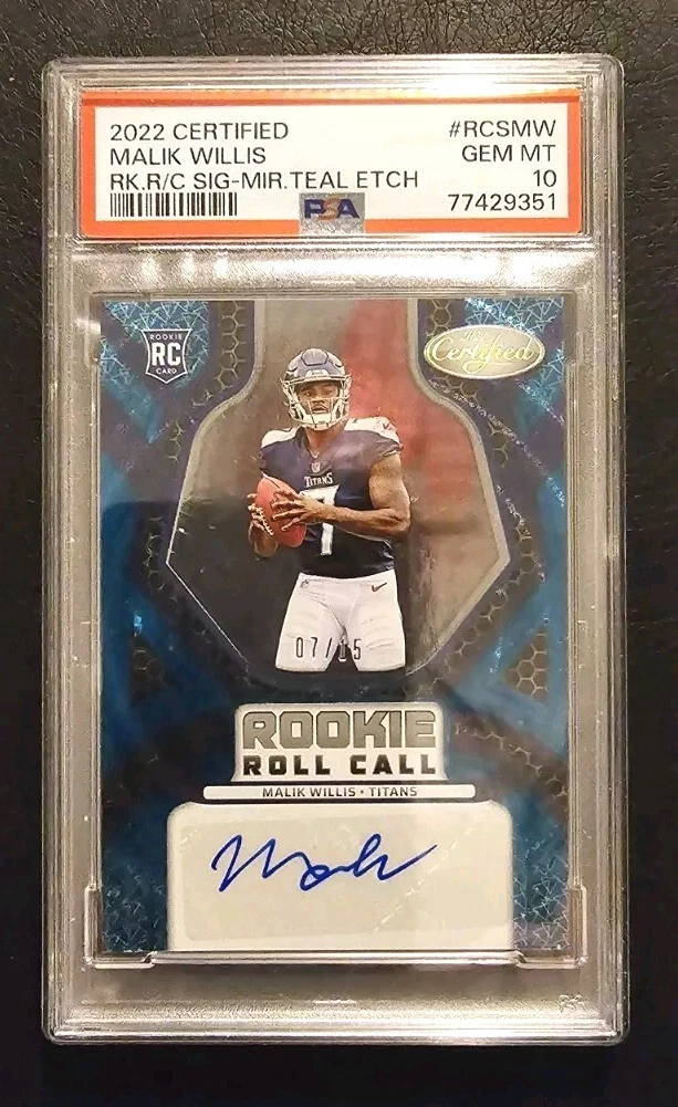 Malik Willis Panini Certified Rookie Roll Call Signatures #RCSMW Mirror Teal Etch