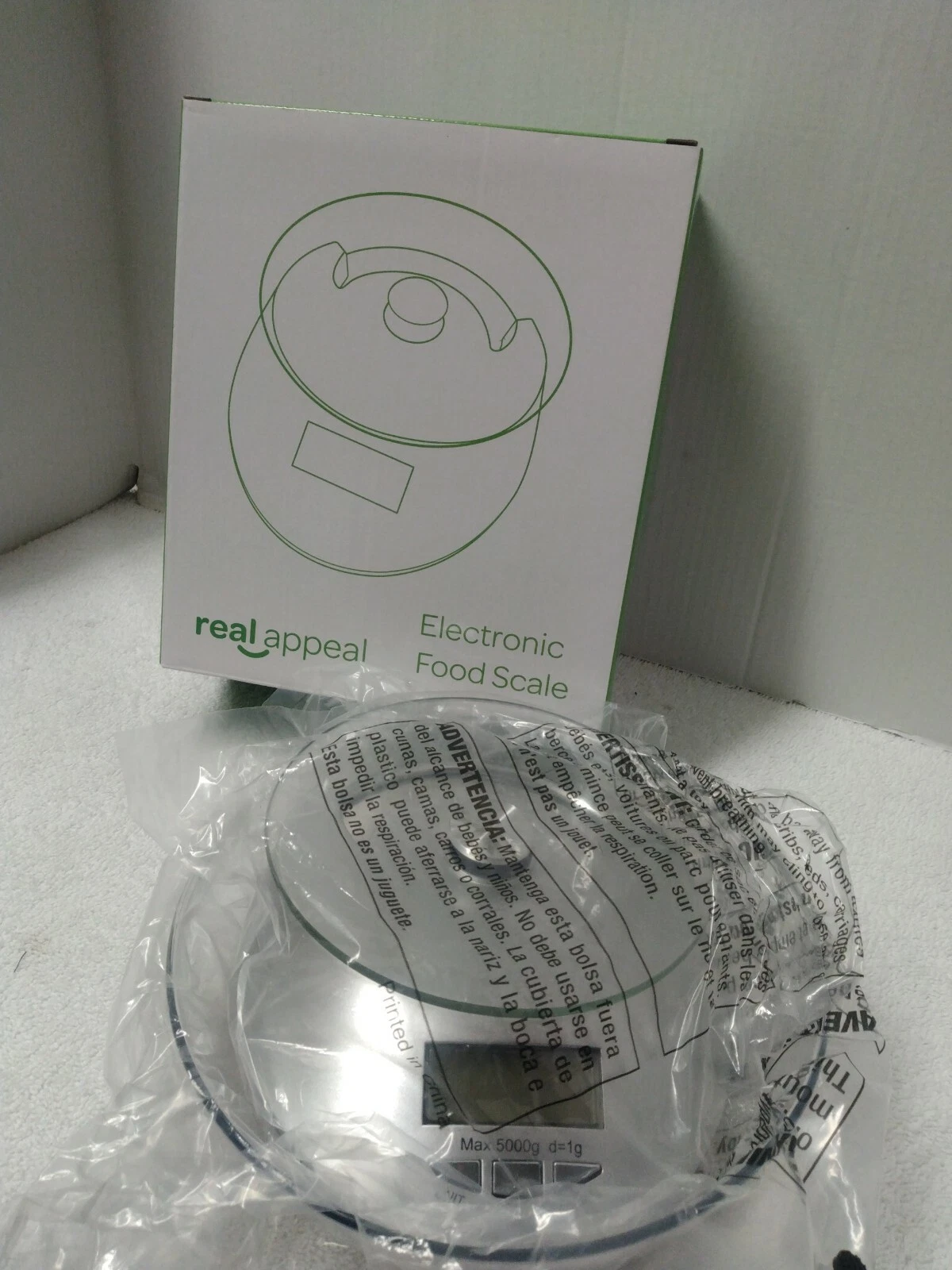 OPEN BOX Real Appeal Electronic Food Scale & Starter Packet Never Used