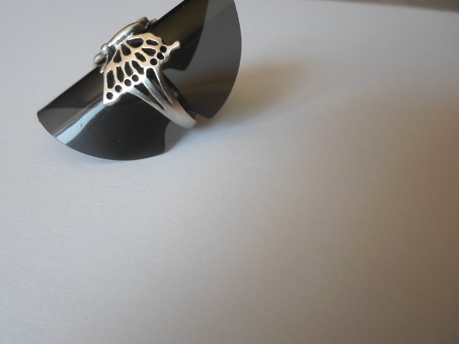 solid silver ring, openwork butterfly, size 53 - image 8