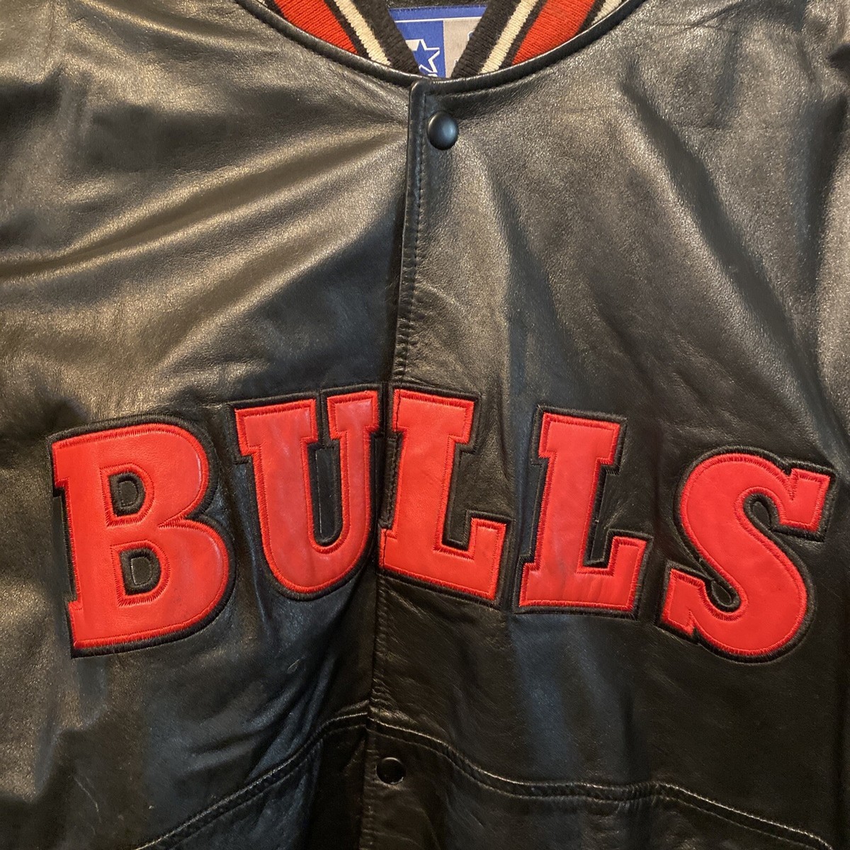 Vintage 90s Chicago Bulls Leather Jacket Coat Mens CXL
