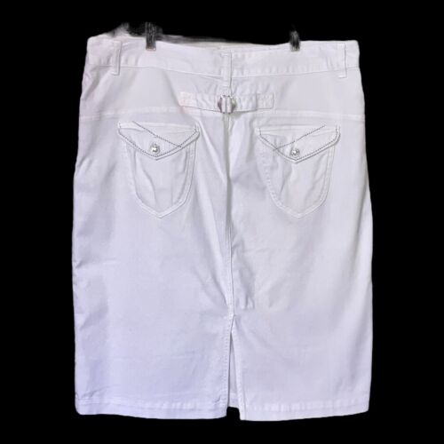 Falda COULTON Denim Elástica Lápiz Estilo Jean 5 Pkt Blanco Estrás Talla Grande 18 - Imagen 4 de 14