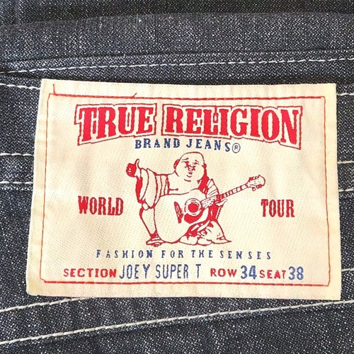 True Religion JOEY SUPER T Studded Stitched Dark Blue Jeans Size W38 L34 - Picture 8 of 8