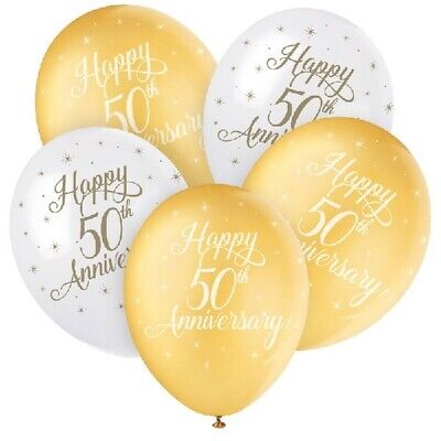 20 x 50th GOLDEN ANNIVERSARY 12" HELIUM QUALITY PEARLISED BALLOONS PA 20 x 50th GOLDEN ANNIVERSARY 12" HELIUM QUALITY PEARLISED BALLOONS PA