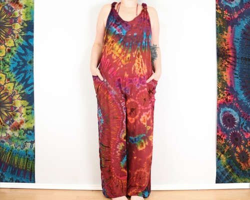 Tie Dye Boho Harem Dungarees Hippie Romper Bohemian Jumpsuit by Bare Canvas - Picture 81 of 85