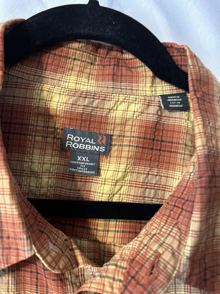 Camisa a Cuadros Royal Robbins Naranja Amarillo Caza Pesca Exterior Talla XXL (S55) Foto 3 de 4