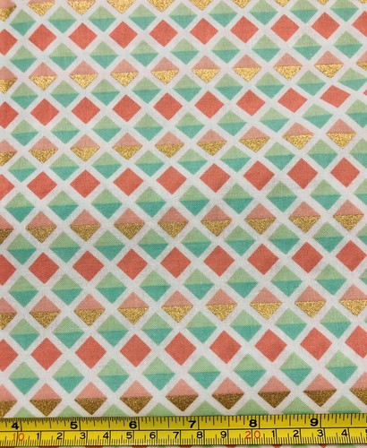 Tina Scrap 9"x21" Abstract Diamond Tringle Metallic Gold Geometric FABRIC COTTON - Picture 2 of 2