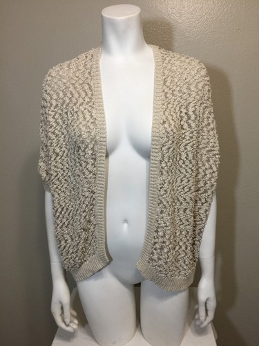 STARING AT STARS Women's  XS Khaki Open Knit Cardigan Cotton Short Sleeve