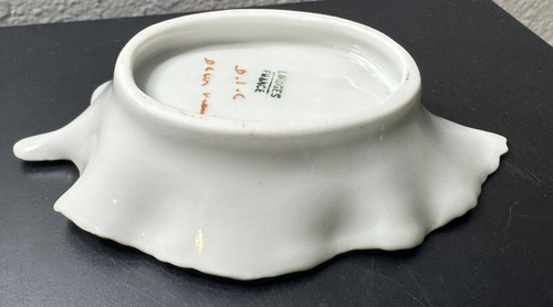 LIMOGES FRANCE D.I.C. DECOR MAIN Raised LEAF PORCELAIN DISH Bowl White Gold VTG - Picture 8 of 12