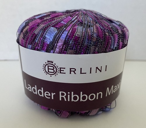 Cinta de escalera Berlini Maxi hilo #83 púrpura Passion 50 gr 98 yardas rosa azul nailon - Imagen 2 de 5