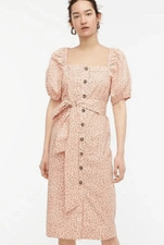 J Crew Cottage Dress Pink Leopard Button Down Dress Size Large