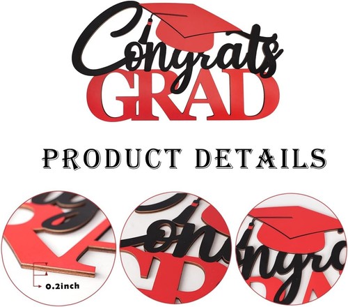 Congrats Grad 2023 Wooden Sign Red and Black Graduation Party DecorationsGrad... - Picture 5 of 6