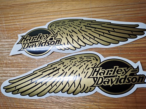 Harley Davidson wings gold fuel tank decal set X2 vinyl stickers stickers ステッ� - Picture 3 of 10
