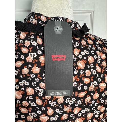 NWT Levi's Farah Midi Dress Women's Sz S Prairie Peasant Lace Details Floral - Picture 2 of 5