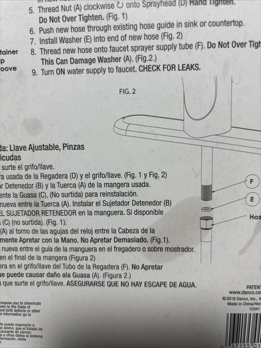Danco 10341 - 48" Universal Kitchen 4' Clear Side Spray Sprayer Hose NIB - Picture 4 of 7