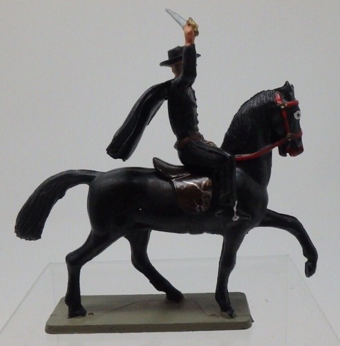 Vintage Starlux Zorro on Tornado his Black Stallion, Cape Flying Rapier Up 1960s - Picture 3 of 12