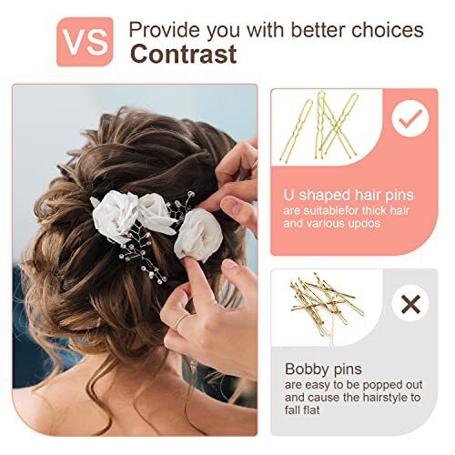 U Shaped Hair Pins, 2.4inch Bun Hair Pins for Women with Storage Box, Gold - Picture 6 of 6