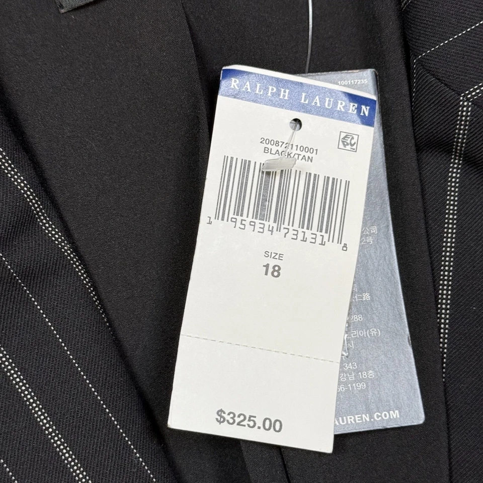 Blazer Ralph Lauren para mujer a rayas mezcla de lana crepé negro tostado talla 18 nuevo con etiquetas $325 Foto 4 de 4