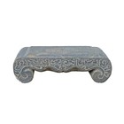 Chinese Distressed Gray Stone Rectangular Scroll Stand cs7089