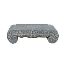 Chinese Distressed Gray Stone Rectangular Scroll Stand cs7089