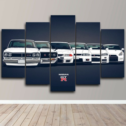 Nissan GTR JDM Modified Sport Car 5 Piece Canvas Wall Art Print Poster Home Deco