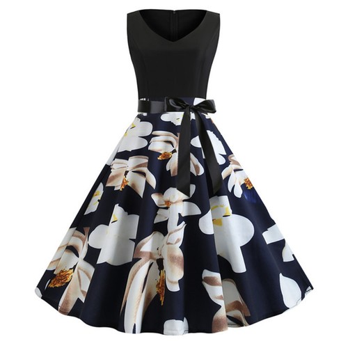 Maxi Kleider Für Damen Langarm 50er Jahre Kleid Damen Ärmellos Vintage Cocktail - Bild 4 von 33