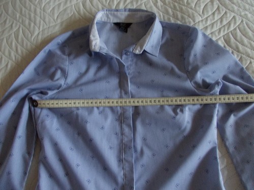 Damen Bluse Oberteil Langarm Hemdkragen von F & F , Blau Weiss Gestreift Gr. 36 - Bild 7 von 14
