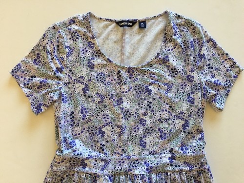 Lands End Women's Short Sleeve Floral Stretch Dress Purple Size Medium 10-12 - Picture 3 of 7