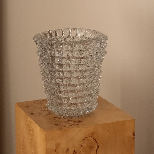 Handblown Murano Rostrato Style Glass Vase with Spiky Nodes in Clear Glass - Picture 2 of 6