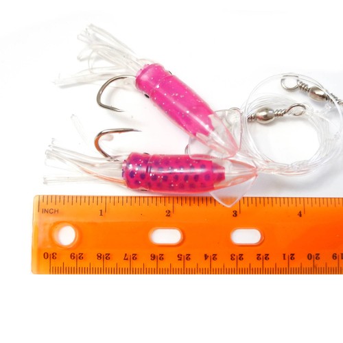 5pks 3" Rock Bacalao Doble Bombilla Calamar Pez Roca Plataforma Pesca Pulpo Señuelo Rosa Azul Punto - Imagen 2 de 4