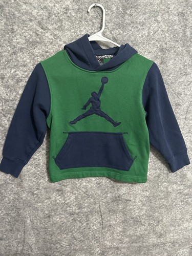 Air Jordan Sweatshirt Jumpman Hoodie Boys Small Long Sleeve Pockets Green Blue - Picture 1 of 13