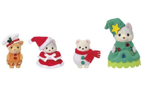 SET HAPPY CHRISTMAS FRIENDS SYLVANIAN FAMILIES SE-208 Calico Critters - Foto 3 di 12