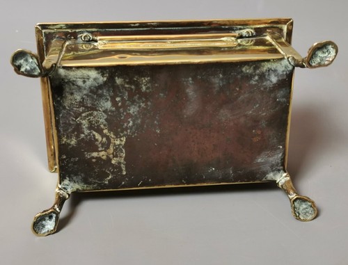 Antigua caja de tabaco de latón, heráldica, patas de pata de león, holandesa - Imagen 11 de 11