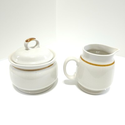 Genuine Stoneware Mountain Collection Vanilla Spice Cream & Sugar Farmhouse Tan
