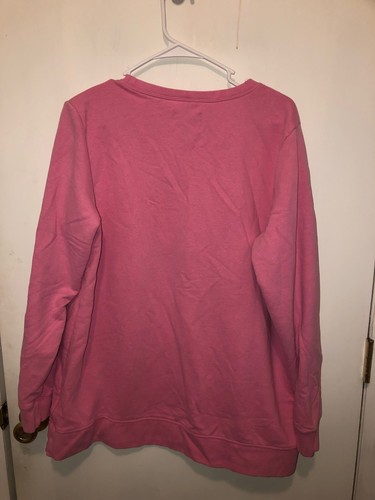 NEW Lands End Seriously Sweats SZ Large Pink Pullover Sweatshirt Cotton Blend - Picture 3 of 3