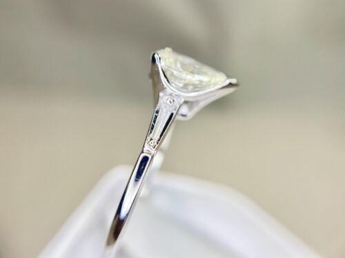 Vintage 14k White Gold Natural Pear Shape Baguette Diamond Engagement Ring - Picture 4 of 8