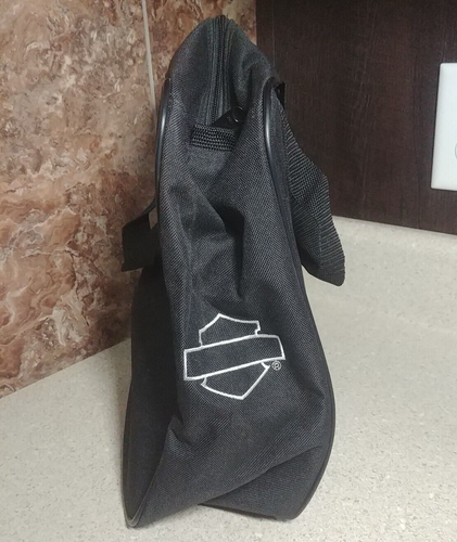 Harley Davidson Black Zippered Travel Biker Handle Bag 12x12x5 - Picture 2 of 3