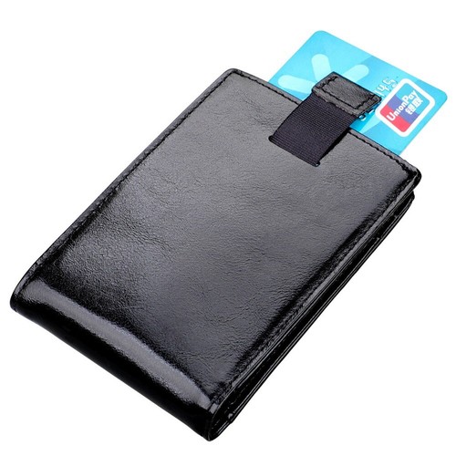 Cartera de cuero genuino para hombre delgada mini clip con bloqueo RFID plegable billetera bolso de mano - Imagen 15 de 26
