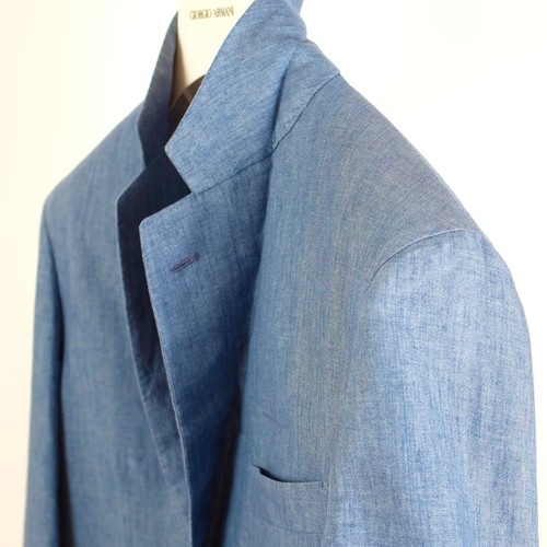 Belvest Jacketinthebox blazer jacket 50 US 40 linen blue two button sport coat - Picture 5 of 10