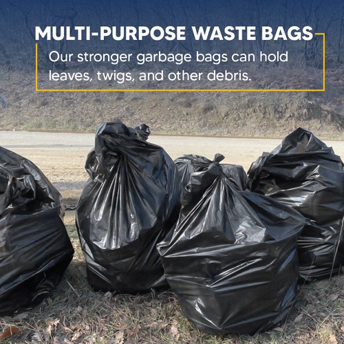 Heavy Duty Bin Liners Bags Black 18 x 29 x 39 in 200 G for Home & Kitchen Waste - Picture 3 of 6