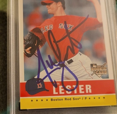 Jon Lester signed 2006 Fleer Baseball Rookie Card RC IP auto PSA Boston Red Sox - Picture 2 of 3
