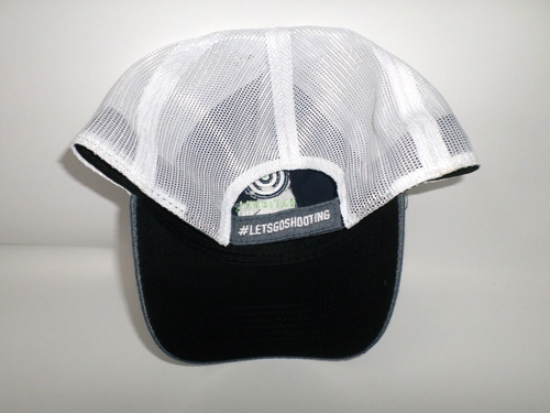 National Shooting Sports Hat Month August Embroidered Logo Blue with White Mesh - Picture 3 of 6
