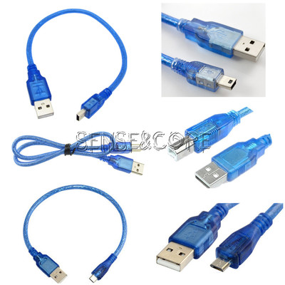 Blue 30CM USB A Male to Type B Plug/Mini USB/Micro USB Cable F Computer/Printer
