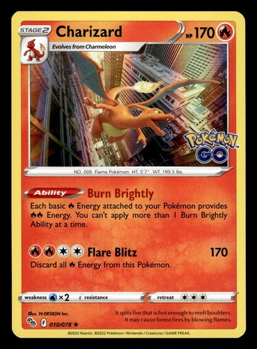 Charizard 010/078 Holo Rare Pokemon Go Pokemon Card