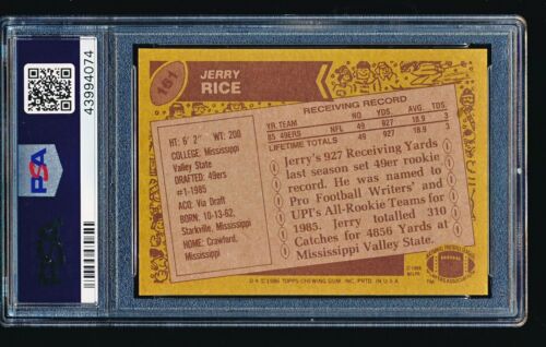 1986 Topps JERRY RICE Rookie #161 PSA 8 - Picture 2 of 2