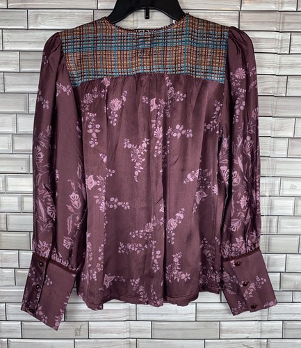 Anthropologie Tiny Floral Purple Blouse Size XS - Picture 6 of 10