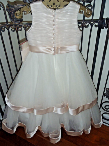 P60 JOAN CALABRESE 211302 SZ 5 IVORY RUM PINK FLOWER GIRL PAGEANT DRESS GOWN - Picture 9 of 12