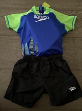 New Speedo Kids UV 50 Floatation Suit W/ Shorts Boy's M/L Age 2-4 33-45 Lbs