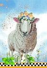 Cheviot Sheep and Chicks Floral Decorative Flag