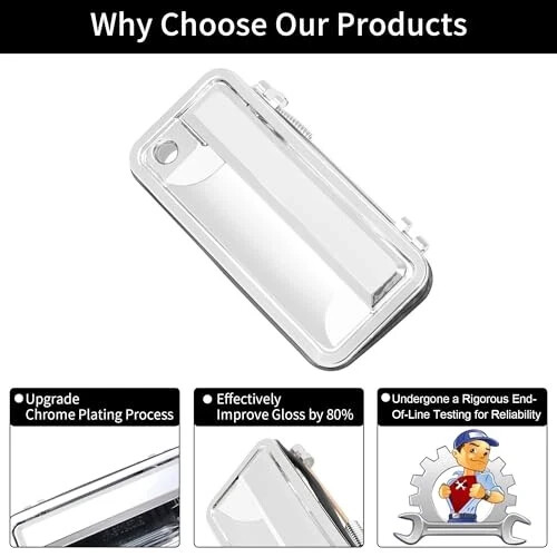 Chrome Exterior Door Handle, Compatible with 1988-2001 Chevy K1500 K2500 K3500 - Picture 6 of 7